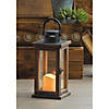 Lodge Wooden Lantern With Led Candle 10.75" Image 1