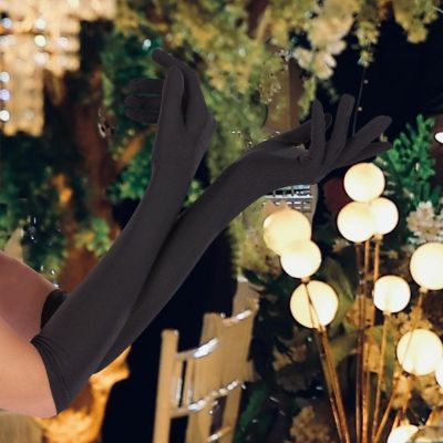 Long Black Gloves Black Costume Accessory Image 2
