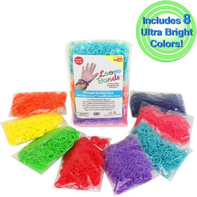 Loom Rubber Bands 4800 pc Refill Kit w 8 Unique Rainbow Colors (600 of Each) & 200 Clips - Works w All Rubber Band Jewelry Looms - DIY Gift for Girls Boys & Bra Image 2