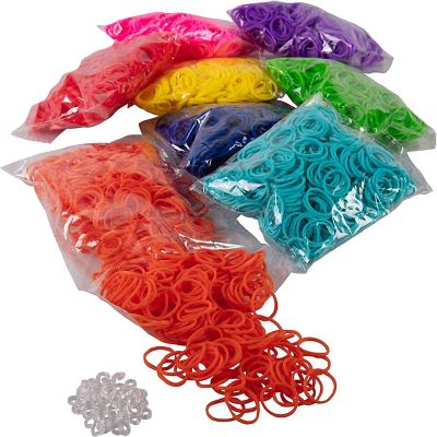 Loom Rubber Bands 4800 pc Refill Kit w 8 Unique Rainbow Colors (600 of Each) & 200 Clips - Works w All Rubber Band Jewelry Looms - DIY Gift for Girls Boys & Bra Image 3