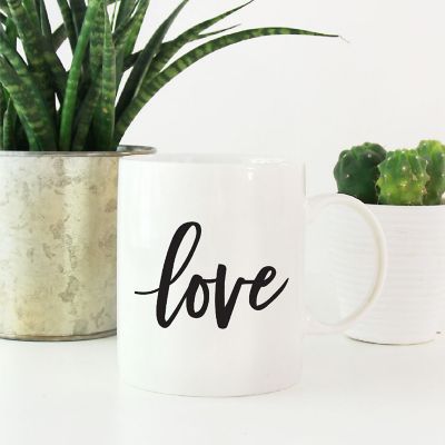 Love Black Calligraphy Ceramic Mug Image 1