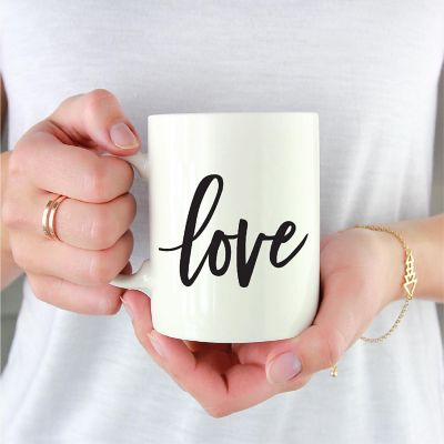 Love Black Calligraphy Ceramic Mug Image 1