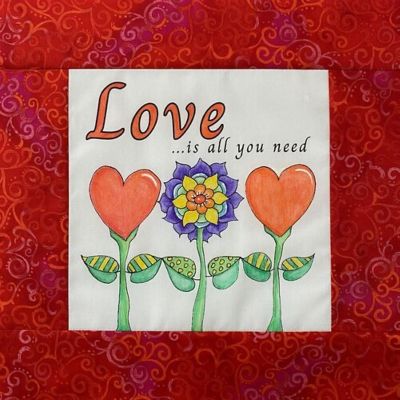 Love is all you need Pre Printed mini quilts ready to color by Lauretta Crites Image 1