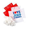 Love Jesus & America Fleece Tied Pillow Craft Kit - Makes 6 Image 1