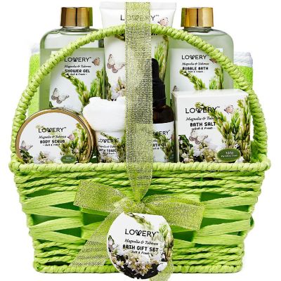 Lovery Bath and Body Gift Basket - Magnolia Tuberose Home Spa 9 pc Set Image 1