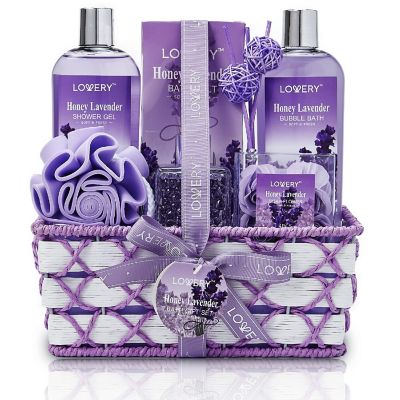Lovery Bath And Body Gift - Honey Lavender Scent - Essential Oil Diffuser - 13pc Image 1