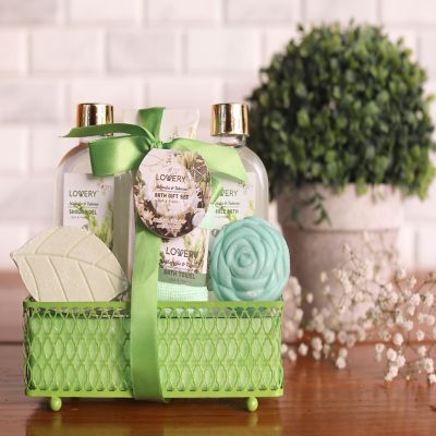 Lovery Home Spa Gift Basket - Magnolia Tuberose Fragrance - 7 pc Bath and Body Set Image 3