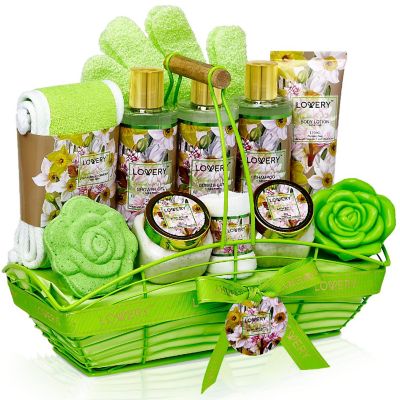 Lovery Home Spa Gift Baskets - Magnolia & Jasmine Scent - 13pc set Image 1