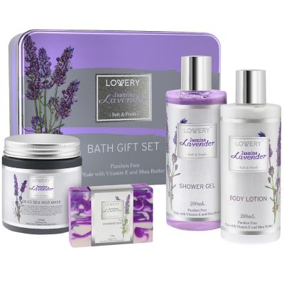 Lovery Jasmine Lavender Bath & Body Gift - Spa with Dead Sea Mud Mask Image 1