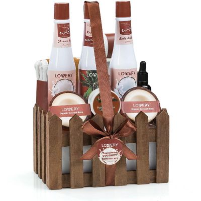 Lovery Organic Spa Gift Basket in Heavenly Coconut Scent - Deluxe 16 pc Image 1