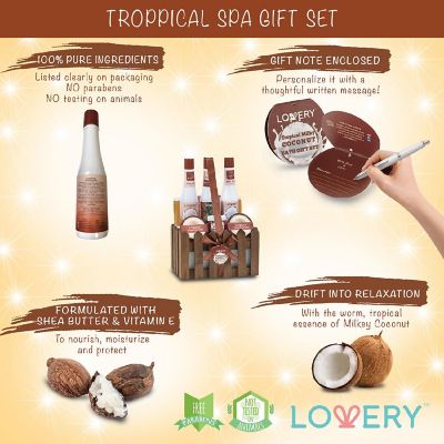 Lovery Organic Spa Gift Basket in Heavenly Coconut Scent - Deluxe 16 pc Image 1