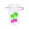 Luau Party Collapsible BPA-Free Plastic Drink Pouches with Straws - 25 Ct. Image 1