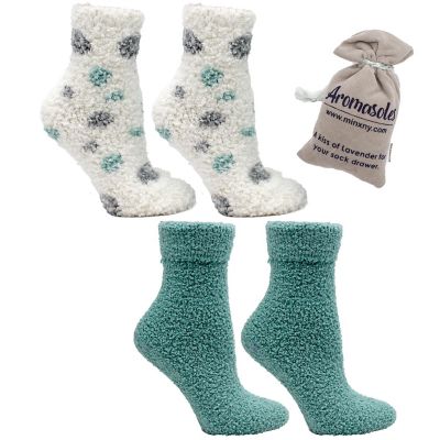Lush N Plush 2 piar pack socks w/ Non Skid Bottom,- Lavender N Shea Butter, sea green n grey Image 1