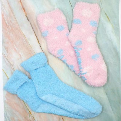 Lush N Plush 2 piar pack socks w/ Non Skid Bottom,- Lavender N Shea Butter, sea green n grey Image 2
