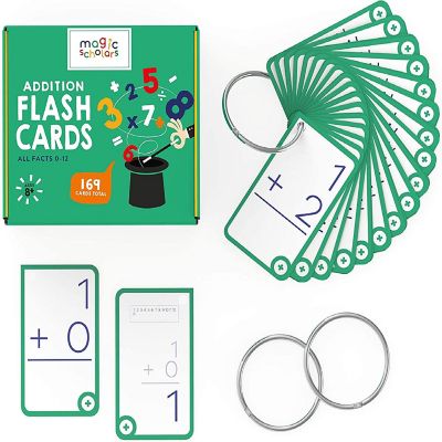 Magic Scholars Educational Addition Flash Cards, 169 Cards with Two Rings (0-12 Addition) Image 1