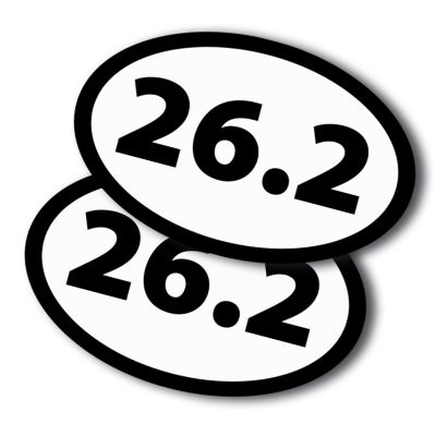 Magnet Me Up 26.2 Marathon Black Oval Runner Adhesive Decal Sticker, 2 Pack, 5.5x3.5 Inch, Heavy Duty adhesion to Car Window, Bumper, etc Image 1