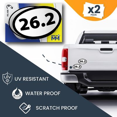 Magnet Me Up 26.2 Marathon Black Oval Runner Adhesive Decal Sticker, 2 Pack, 5.5x3.5 Inch, Heavy Duty adhesion to Car Window, Bumper, etc Image 3