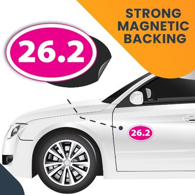 Magnet Me Up 26.2 Marathon Inverted Pink Oval Magnet Decal, 4x6 Inches, Heavy Duty Automotive Magnet for Car Truck SUV Image 3