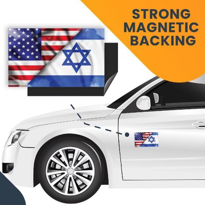 Magnet Me Up American and Israeli Flag Magnet Decal, 3x5 Inches, Blue and White, Heavy Duty Automotive Magnet for Car, Truck, SUV, Support and Stand With Israel Image 2