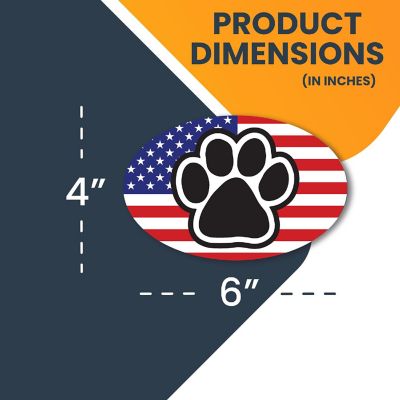 Magnet Me Up American Flag With Paw Print Oval Magnet Decal, 4x6 Inches, Heavy Duty Automotive Magnet for Car Truck SUV, 2 Pack Image 1