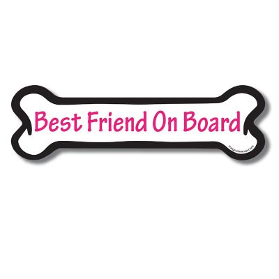 Magnet Me Up Best Friend on Board Pink Dog Bone Magnet Decal, 2x7 Inches, Heavy Duty Automotive Magnet for Car Truck SUV Image 1