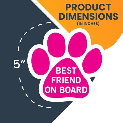 Magnet Me Up Best Friend on Board Pink Pawprint Magnet Decal, 5 Inch, Heavy Duty Automotive Magnet for car Truck SUV Image 1