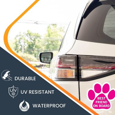 Magnet Me Up Best Friend on Board Pink Pawprint Magnet Decal, 5 Inch, Heavy Duty Automotive Magnet for car Truck SUV Image 2