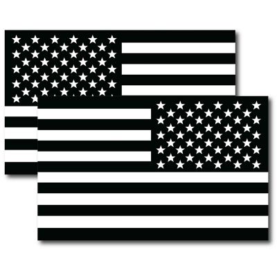 Magnet Me Up Black and White American Flag Car Magnet Decal, Opposing 2 Pack, 5x8 inches, Black, White, Heavy Duty Automotive Magnet for Car Truck SUV Image 1