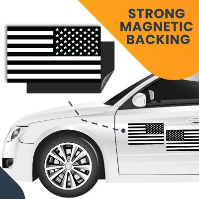Magnet Me Up Black and White American Flag Car Magnet Decal, Opposing 2 Pack, 5x8 inches, Black, White, Heavy Duty Automotive Magnet for Car Truck SUV Image 3