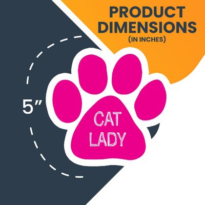 Magnet Me Up Cat Lady Pink Pawprint Magnet Decal, 5 Inch, Heavy Duty Automotive Magnet for car Truck SUV Image 1