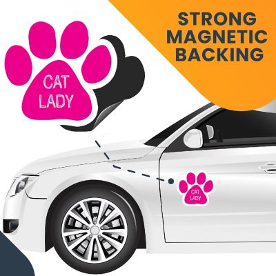 Magnet Me Up Cat Lady Pink Pawprint Magnet Decal, 5 Inch, Heavy Duty Automotive Magnet for car Truck SUV Image 3