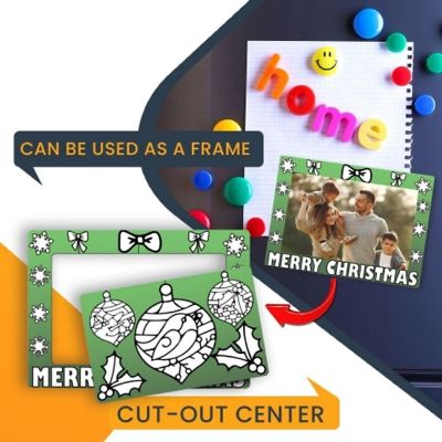 Magnet Me Up Color Your Own Christmas Ornaments Picture Frame DIY Holiday Magnet, 5x7 Inches with 3.5 x 5.5 Inch Cut-Out, Gift Idea Image 2