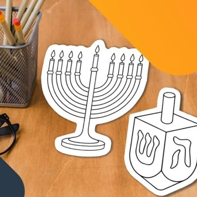 Magnet Me Up Color Your Own Hanukkah Dreidle and Menorah DIY Holiday Magnet, 2 Pack, Creative Artistic Gift Idea Image 1