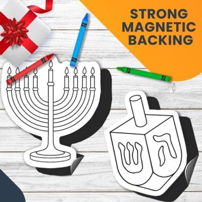 Magnet Me Up Color Your Own Hanukkah Dreidle and Menorah DIY Holiday Magnet, 2 Pack, Creative Artistic Gift Idea Image 3