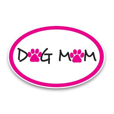 Magnet Me Up Dog Mom Pink Oval Magnet Decal, 4x6 Inches, Heavy Duty Automotive Magnet for Car Truck SUV Image 1