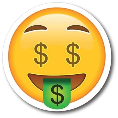 Magnet Me Up Dollar Sign Tongue Out Emoticon Magnet Decal, 5 Inch Round, Cute Self-Expression Decorative Magnet For Car, Truck, SUV Image 1