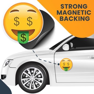 Magnet Me Up Dollar Sign Tongue Out Emoticon Magnet Decal, 5 Inch Round, Cute Self-Expression Decorative Magnet For Car, Truck, SUV Image 3