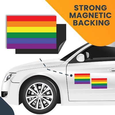 Magnet Me Up Gay Pride LGTBQ Rainbow Flag Car Magnetic Decal, 4x6 Inches, 2 PK, for Car, Truck, SUV, in Support of LGBTQ, Fade Resistant Image 3