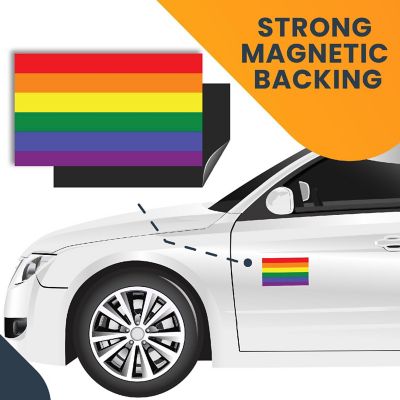 Magnet Me Up Gay Pride LGTBQ Rainbow Flag Magnet Decal, 3x5 Inches, 2 Pack, Heavy Duty Automotive Magnet for Car Truck SUV, in Support of LGBTQ Image 1