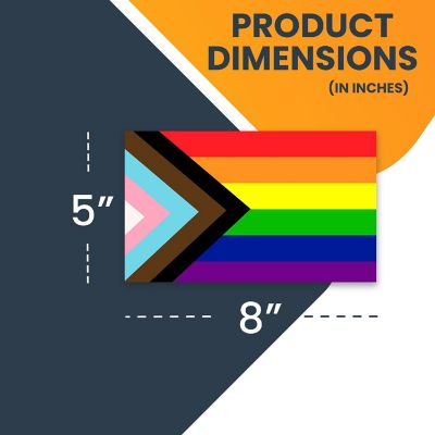 Magnet Me Up Gay Pride Progress Pride Rainbow Flag Magnet Decal, 5x8 Inches, Heavy Duty Automotive Magnet for Car, Truck, SUV, in Support of LGBTQ Image 1