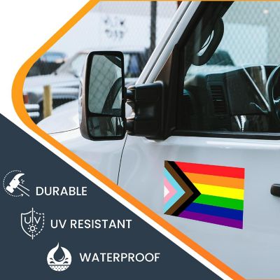 Magnet Me Up Gay Pride Progress Pride Rainbow Flag Magnet Decal, 5x8 Inches, Heavy Duty Automotive Magnet for Car, Truck, SUV, in Support of LGBTQ Image 2