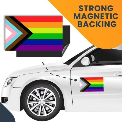 Magnet Me Up Gay Pride Progress Pride Rainbow Flag Magnet Decal, 7x12 Inches, Heavy Duty Automotive Magnet for Car, Truck, SUV, in Support of LGBTQ Image 3