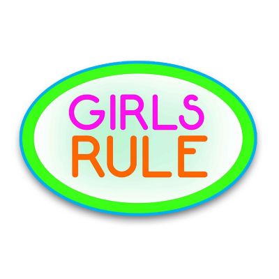Magnet Me Up Girls Rule Oval Magnet Decal, 4x6 Inches, Heavy Duty Automotive Magnet for Car Truck SUV Image 1