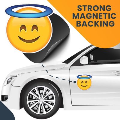 Magnet Me Up Halo Angel Emoticon Magnet Decal, 5 Inch Round, Cute Self-Expression Decorative Magnet For Car, Truck SUV, Or Any Other Magnetic Surface Image 3