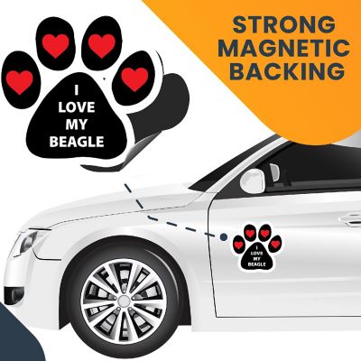 Magnet Me up I Love My Beagle Pawprint Magnet Decal, 5 Inch, Heavy Duty Automotive Magnet for Car Truck SUV Image 3