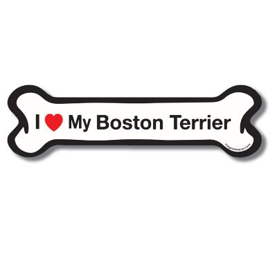 Magnet Me Up I Love My Boston Terrier Dog Bone Magnet Decal, 2x7 Inches, Heavy Duty Automotive Magnet for Car Truck SUV Image 1