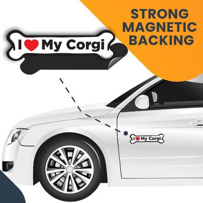 Magnet Me Up I Love My Corgi Dog Bone Magnet Decal, 2x7 Inches, Heavy Duty Automotive Magnet for Car Truck SUV Image 3