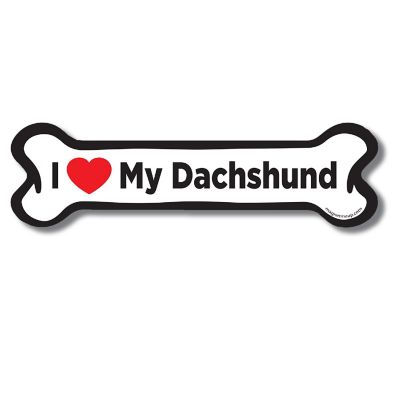 Magnet Me Up I Love My Dachshund Dog Bone Magnet Decal, 2x7 Inches, Heavy Duty Automotive Magnet for Car Truck SUV Image 1