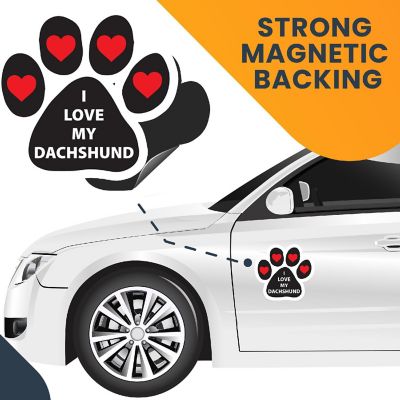 Magnet Me Up I Love My Dachshund Pawprint Magnet Decal, 5 Inch, Heavy Duty Automotive Magnet for car Truck SUV Image 3