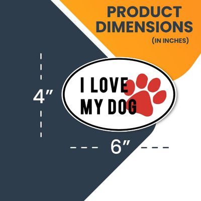 Magnet Me Up I Love My Dog Black and White with Red Paw Print Oval Magnet Decal, 4x6 Inches, Heavy Duty Automotive Magnet for Car Truck SUV Image 1